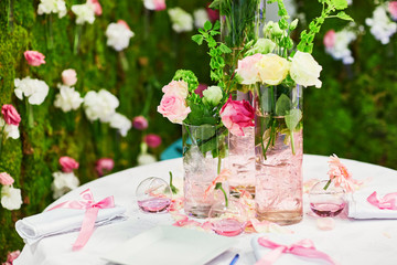 Table set for an event party or wedding reception