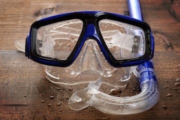 wet diving mask and snorkel