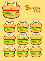Cute Burger Boy Emoticons