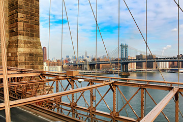 Obraz premium Brooklyn Bridge and Manhattan, New York City