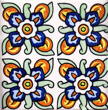 Detail of the traditional tiles from facade of old house in Valencia, Spain © spanish_ikebana