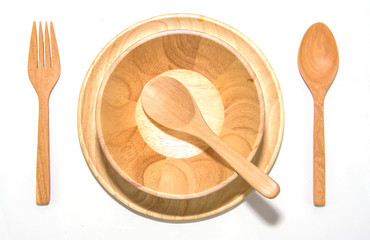 wooden plate on white background