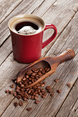 Coffee cup and beans