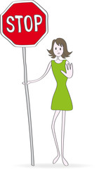 Frau mit Stopschild