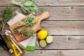 Fresh garden herbs and condiments