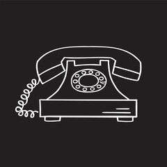 Retro phone hand drawn, vector illustration.