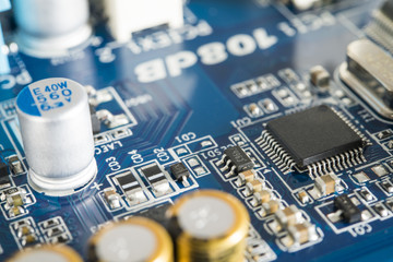 Chip on blue circuit board