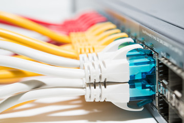 Patching cords connected to switch