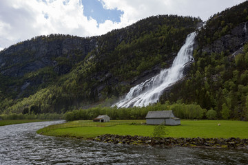 Norwegian landscape, Odda, Waterfall