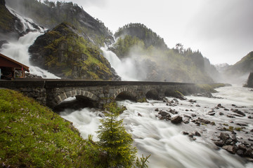 Fototapeta na wymiar Norwegian landscape, Latefossen, Waterfall