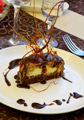 Piece of cake with a caramel decor