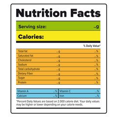 Nutrition Facts label vector color