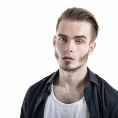 Fototapeta premium Portrait of young man, image toned.