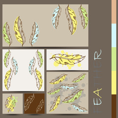 Vintage hand drawn native tribal boho feather