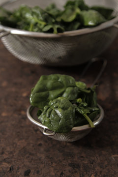 green leaves of fresh spinach. summer salad