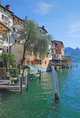 das malerische autofreie Fischerdorf Gandria am Luganer See nahe Lugano unweit der Italienischen...