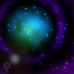 Space sky background with stars and lights