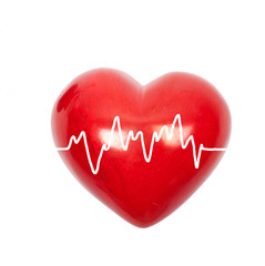 rotes Herz mit EKG Linie