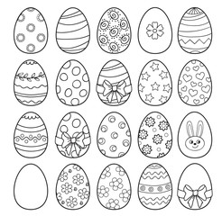 Coloring book with Easter eggs - vector illustration.