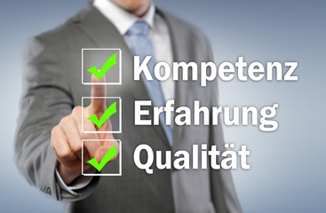 Kompetenz, Erfahrung, Qualität