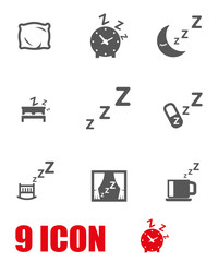 Vector grey sleep icon set. 