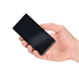 The black smartphone in a man's hand