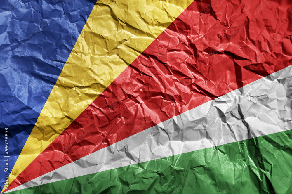 Wall mural Seychelles flag painted on crumpled paper background