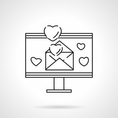 Love email flat line vector icon