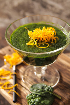 smoothie with spinach healthy food after sports training