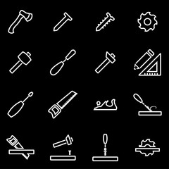 Vector line carpentry icon set. Carpentry Icon Object, Carpentry Icon Picture, Carpentry Icon Image - stock vector