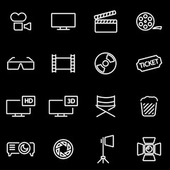 Vector line cinema icon set. Cinema Icon Object, Cinema Icon Picture, Cinema Icon Image - stock vector