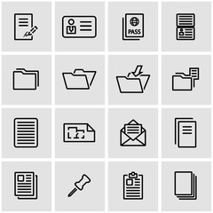 Vector line document icon set. Eco Icon Object, Eco Icon Picture, Eco Icon Image - stock vector