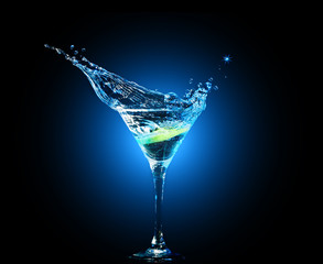 cocktail in glass with splashes