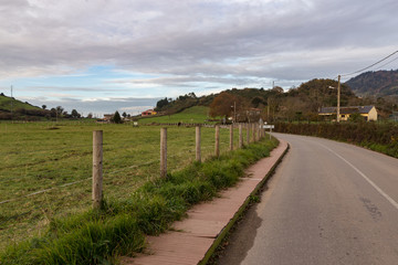 Fototapeta na wymiar The way to La Pola Siero near Oviedo, in Spain on the Camino Primitivo, a World Heritage