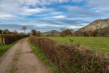 The Camino Primitivo on the way to La Pola Siero near Oviedo. World Heritage