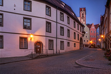 Beautiful colorful buildings in Füssen, Bavaria.