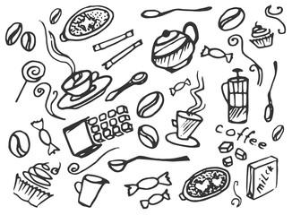 Doodle vector set of coffee