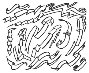 Hand drawn ribbon banners set