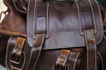 leather bag close-up details