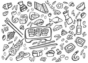 Japanese food - sushi doodle set  © egorka87