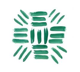 Obraz premium Abstract green strokes in a geometric style painted with gouache