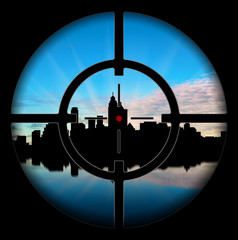  Silhouette of the city at gunpoint