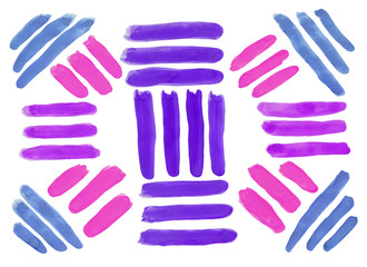 Obraz premium Abstract Multi-colored strokes in a geometric style painted with gouache