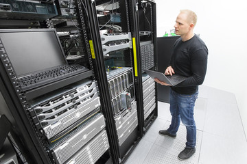 It engineer maintains servers in datacenter