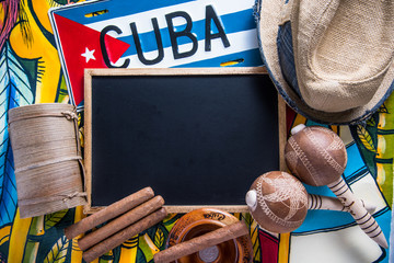 Items related to Cuba travel with copy space