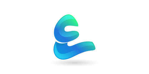 E Blue Wave Letter Logo