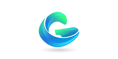G Blue Wave Letter Logo