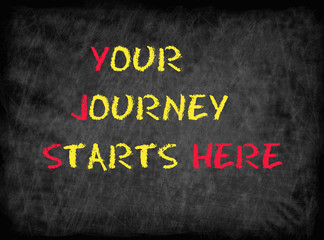 Obraz premium Your Journey Starts Here - text on chalkboard