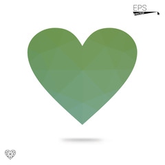 Green heart isolated on white background.