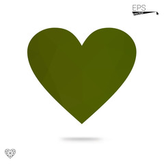 Green heart isolated on white background.